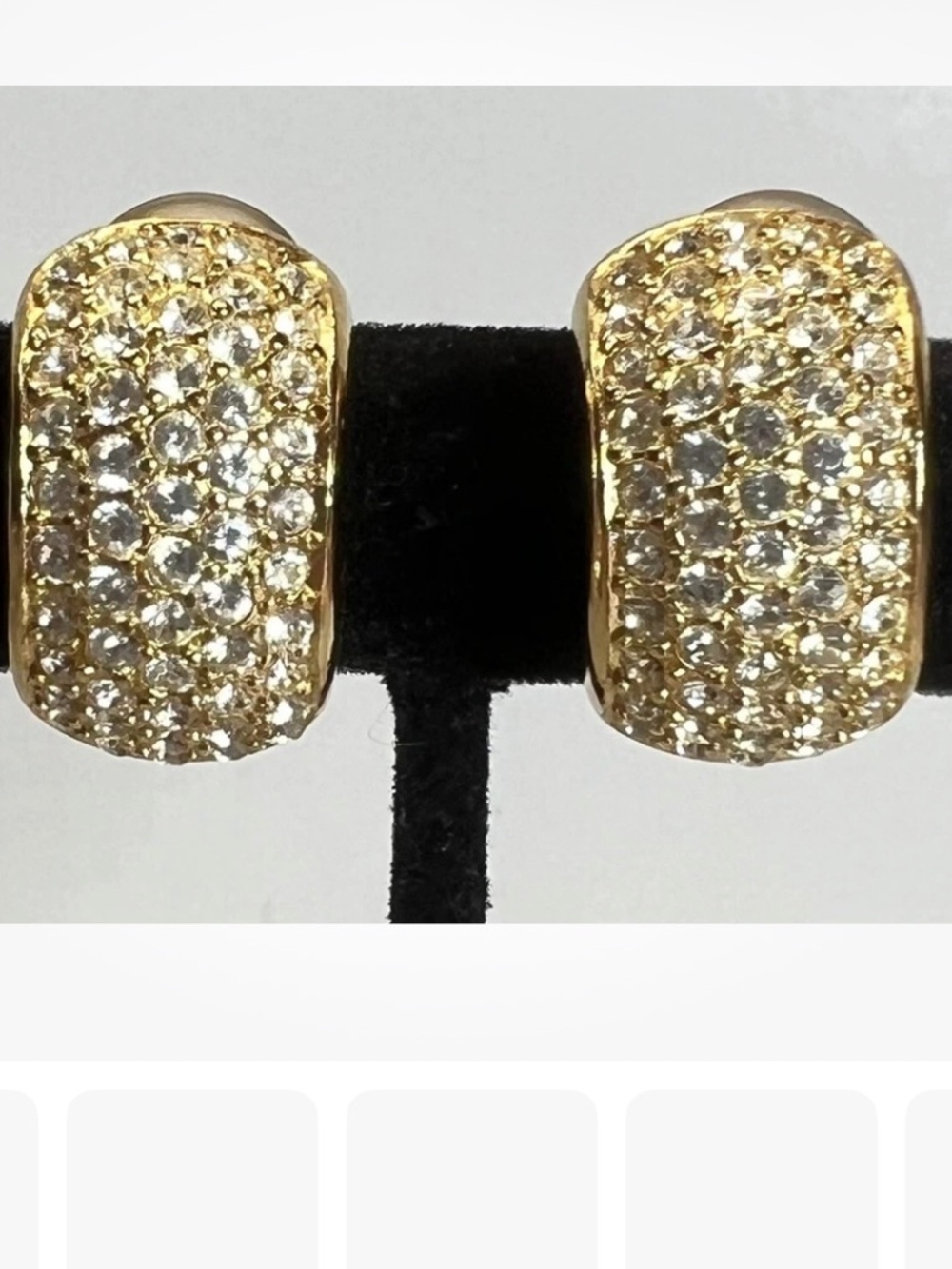 Vintage Christian Dior Gold-Tone Pave Crystal, Hoop Clip-On Earrings